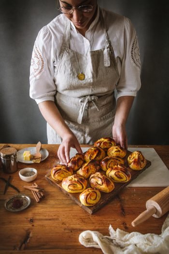Saffron Cinammon Buns with Orange Vanilla glaze (Korvapuusti)